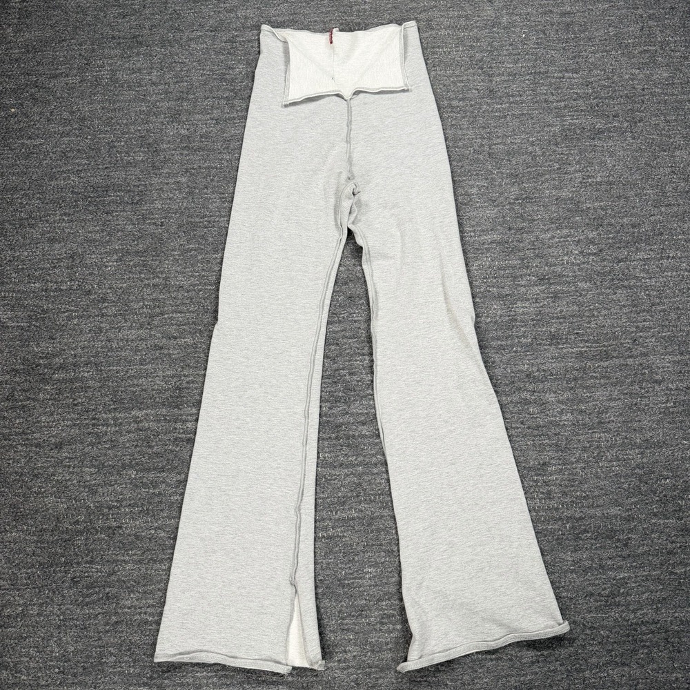 Vintage Hard Tail Pants Women Large Gray Fold Over Low Rise Flare Jersey Sweats